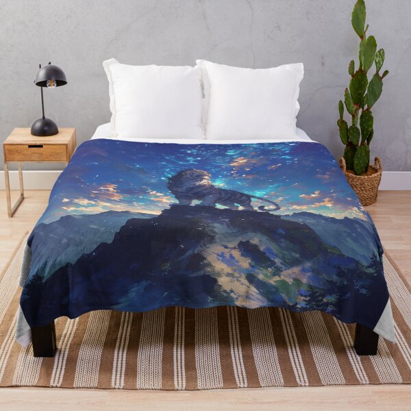 Item preview, Tiger with Long Mane on Mountain Under Starry Sky designed and sold by Christian Weiss.