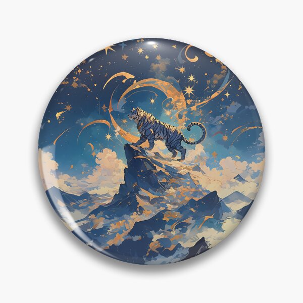 Item preview, Tiger with Long Mane on Mountain Under Starry Sky designed and sold by Christian Weiss.