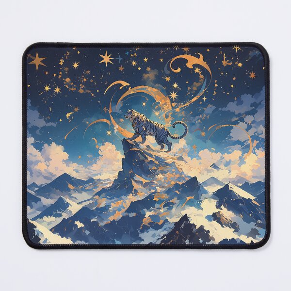 Item preview, Tiger with Long Mane on Mountain Under Starry Sky designed and sold by Christian Weiss.