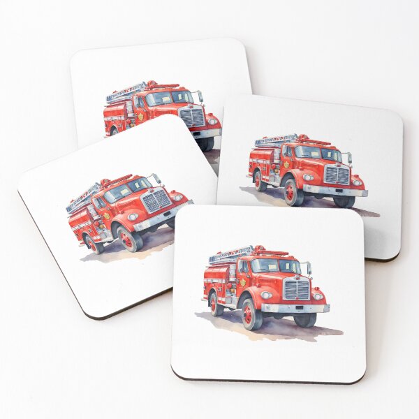 Item preview, Watercolor Firetruck Firefighter Vehicle Red Fire Truck  designed and sold by SOUFIANE1991.