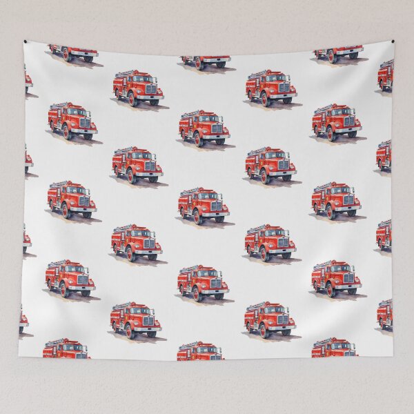 Item preview, Watercolor Firetruck Firefighter Vehicle Red Fire Truck  designed and sold by SOUFIANE1991.