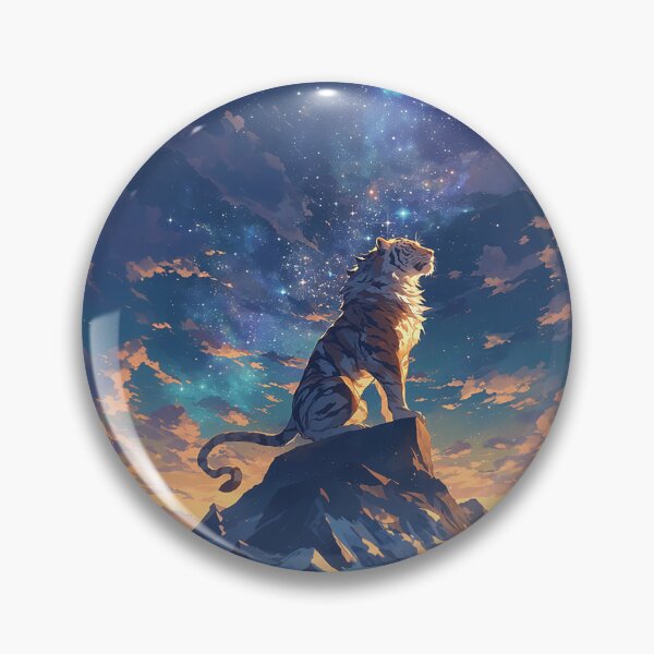 Item preview, Tiger with Long Mane on Mountain Under Starry Sky designed and sold by Christian Weiss.