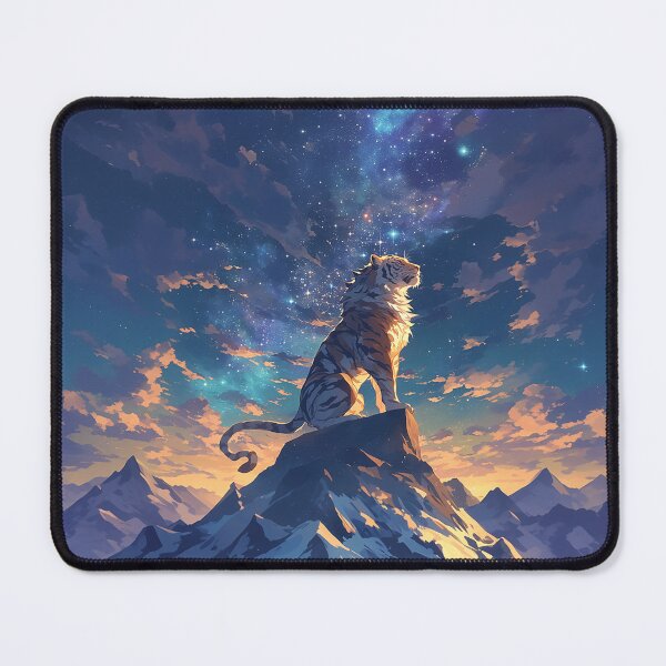 Item preview, Tiger with Long Mane on Mountain Under Starry Sky designed and sold by Christian Weiss.