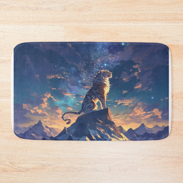 Item preview, Tiger with Long Mane on Mountain Under Starry Sky designed and sold by Christian Weiss.