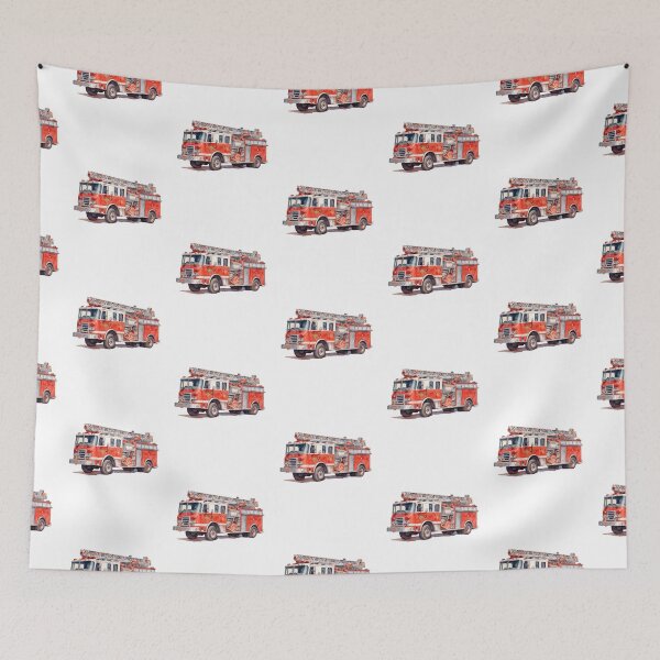 Item preview, Watercolor Firetruck Firefighter Vehicle Red Fire Truck  designed and sold by SOUFIANE1991.
