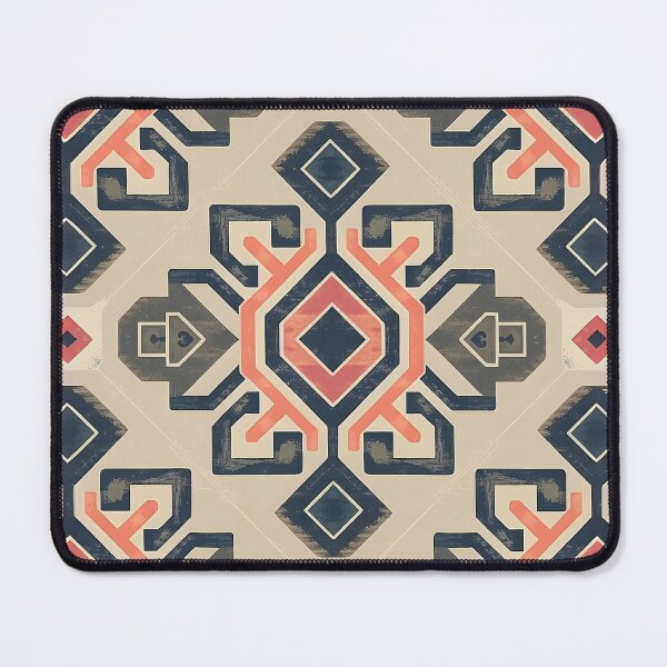 Item preview, Aztec Boho Tile Pattern – Vintage Geometric Design in Coral and Gray designed and sold by Dshoppin.