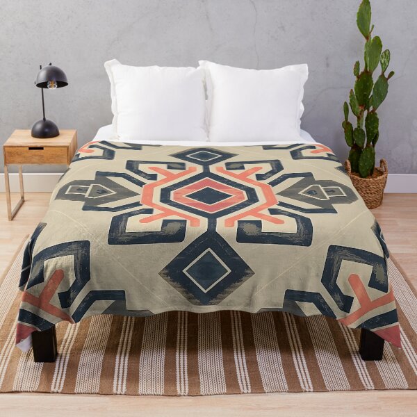 Item preview, Aztec Boho Tile Pattern – Vintage Geometric Design in Coral and Gray designed and sold by Dshoppin.