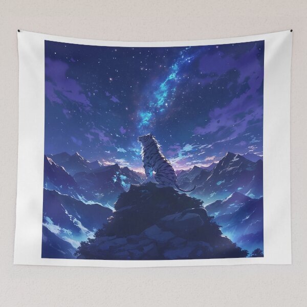 Item preview, Tiger with Long Mane on Mountain and Starry Sky designed and sold by Christian Weiss.