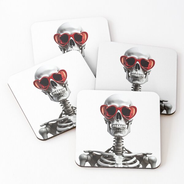 Item preview, Funny cool Skeleton wearing heart shape sunglasses designed and sold by LazyOwlStore.