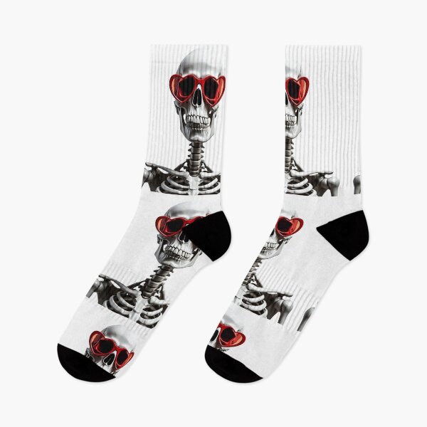 Item preview, Funny cool Skeleton wearing heart shape sunglasses designed and sold by LazyOwlStore.