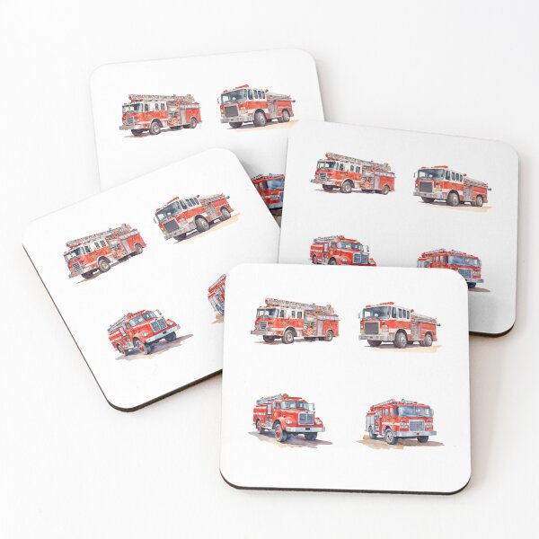 Item preview, Watercolor Firetruck Firefighter Vehicle Red Fire Truck  designed and sold by SOUFIANE1991.
