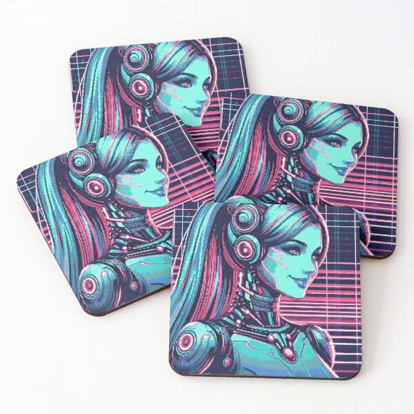 Item preview, Pixel Art Neon Cyber Girl Portrait #16 designed and sold by captainglondo.