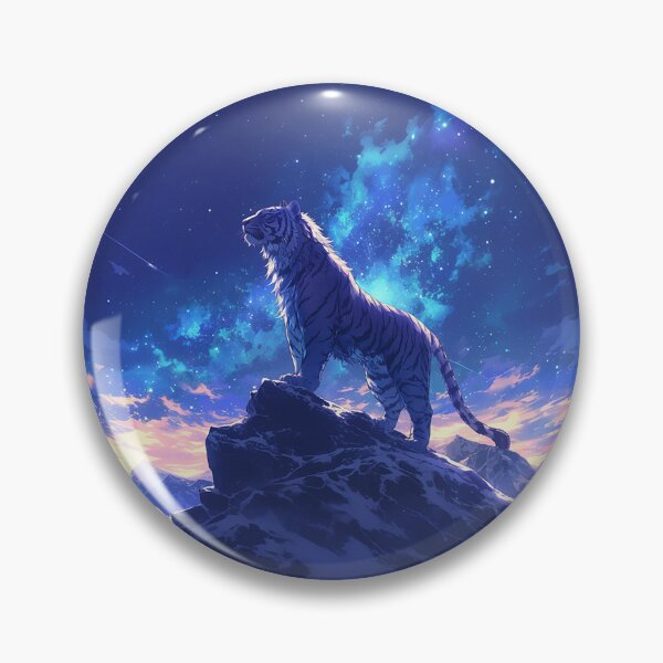 Item preview, Tiger with Long Mane on Mountain Under Starry Night designed and sold by Christian Weiss.