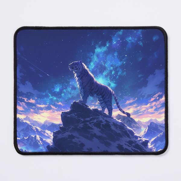 Item preview, Tiger with Long Mane on Mountain Under Starry Night designed and sold by Christian Weiss.