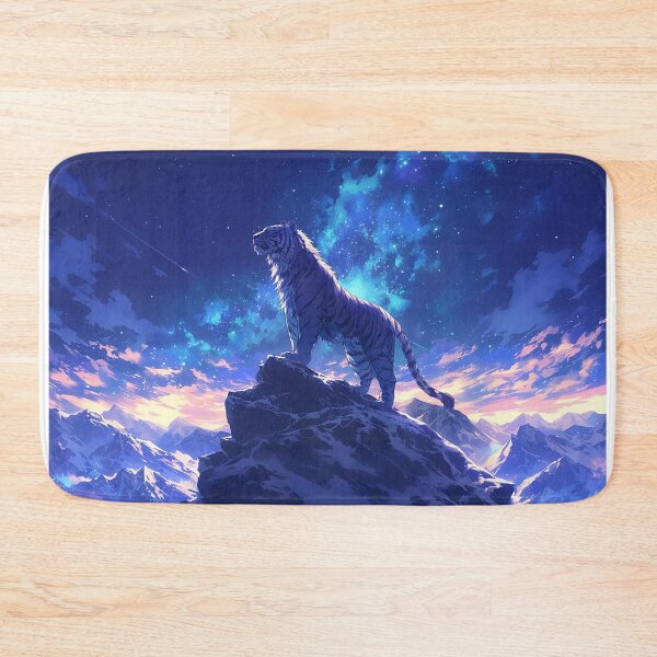 Item preview, Tiger with Long Mane on Mountain Under Starry Night designed and sold by Christian Weiss.