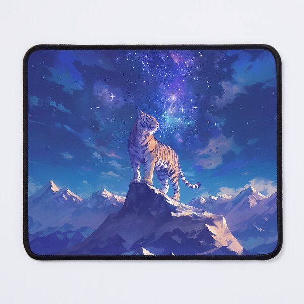 Item preview, Tiger with Long Mane on Mountain Under Starry Night designed and sold by Christian Weiss.