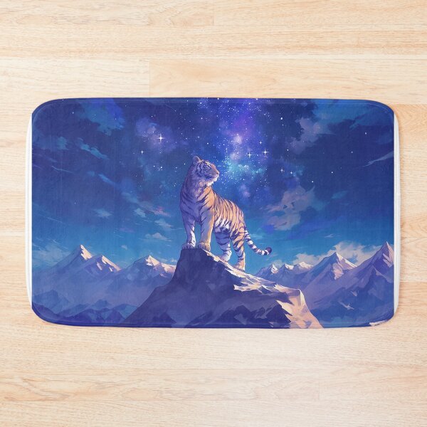 Item preview, Tiger with Long Mane on Mountain Under Starry Night designed and sold by Christian Weiss.