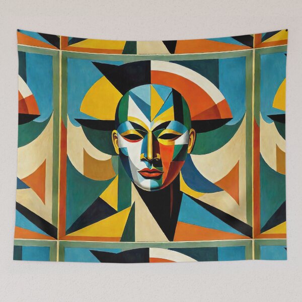 Item preview, Venetian Masquerade, Venice Masks Collection Cubism Art No:11 designed and sold by SofyaliArt.