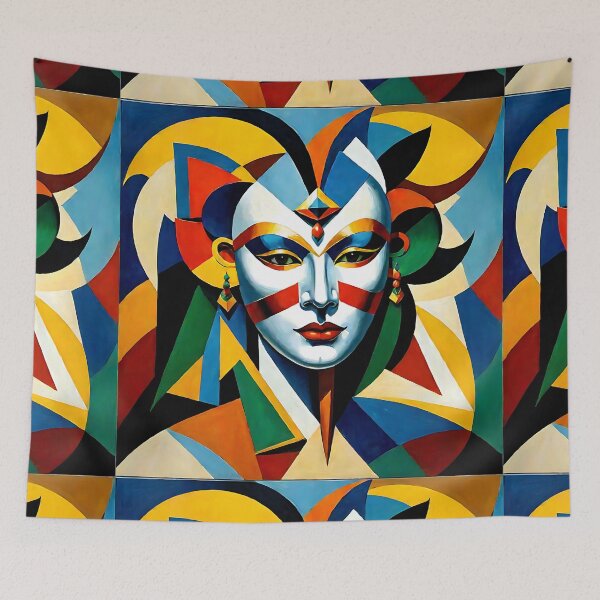 Item preview, Venetian Masquerade, Venice Masks Collection Cubism Art No:12 designed and sold by SofyaliArt.