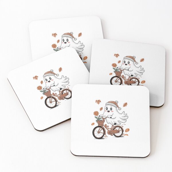 Item preview, Autumn Equinox Cute Ghost on Bike Autumn Fall designed and sold by TulipaGraphics.