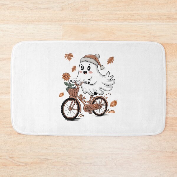 Item preview, Autumn Equinox Cute Ghost on Bike Autumn Fall designed and sold by TulipaGraphics.