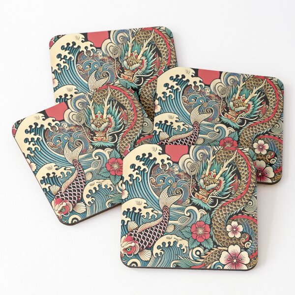 Item preview, Traditional Japanese Irezumi Tattoo Art - Dragon and Koi Design designed and sold by SakuraJapanArt.