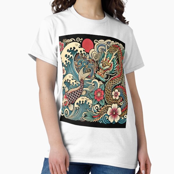 Item preview, Traditional Japanese Irezumi Tattoo Art - Dragon and Koi Design designed and sold by SakuraJapanArt.