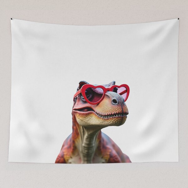 Item preview, Funny cool T- Rex Dinosaur wearing heart shape sunglasses designed and sold by LazyOwlStore.