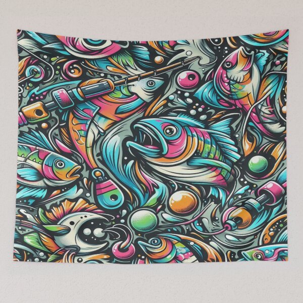 Item preview, falcon88 "Vibrant Graffiti Fishing Chaos" designed and sold by Imaginarium of Chaos falcon88 .