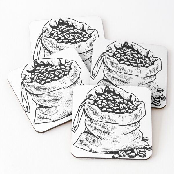 Item preview, Bag of Coffee Beans Line Drawing designed and sold by GeoSketchWear.