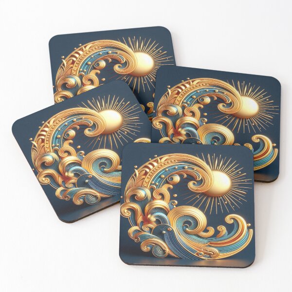 Item preview, A colourful masterpiece: golden waves in bright colours designed and sold by FotoworldEdel.