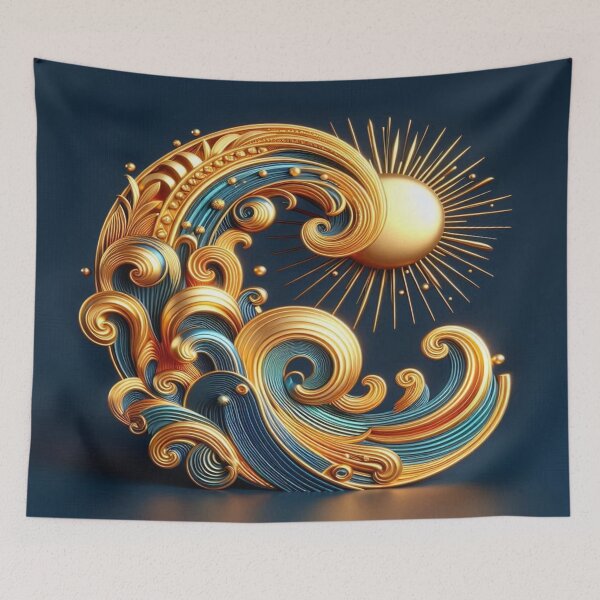 Item preview, A colourful masterpiece: golden waves in bright colours designed and sold by FotoworldEdel.