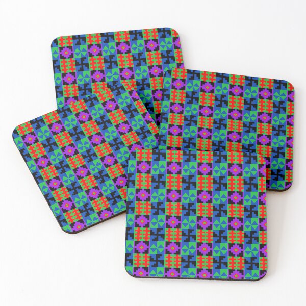 Item preview, a detailed pattern composed of square shape designs with blue,black,green,red,purple , design for fabric or various pattern printing works. designed and sold by WanwisaChuenlom.