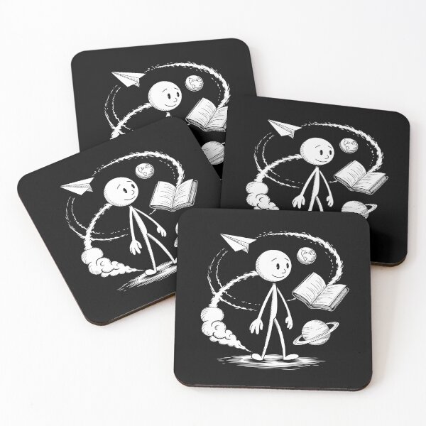 Item preview, Hand drawn illustration flying airplane, book and planet designed and sold by ArtbySameer.
