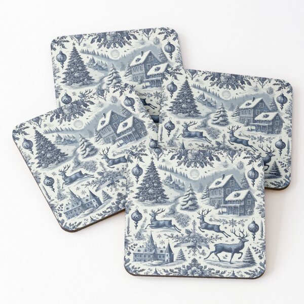 Item preview, Blue and White Vintage Christmas Chinoiserie Toile designed and sold by BioscorDesigns.