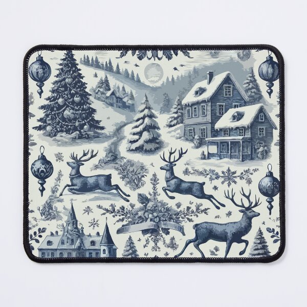 Item preview, Blue and White Vintage Christmas Chinoiserie Toile designed and sold by BioscorDesigns.