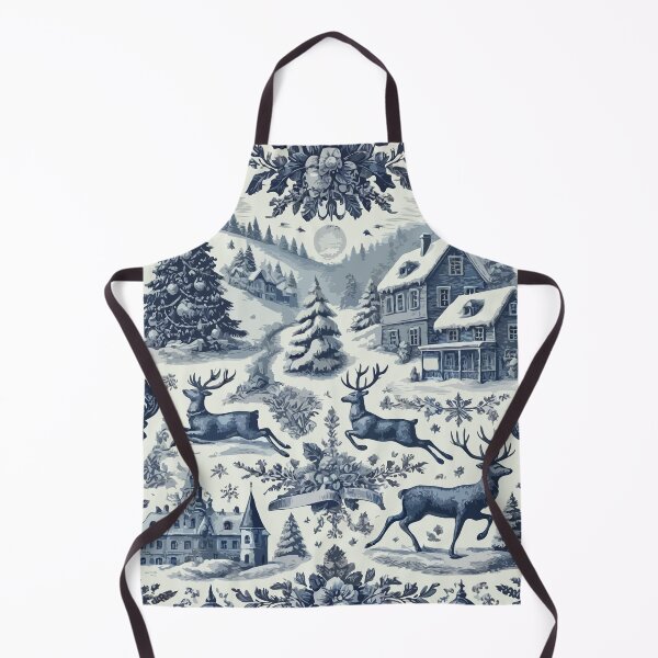 Item preview, Blue and White Vintage Christmas Chinoiserie Toile designed and sold by BioscorDesigns.