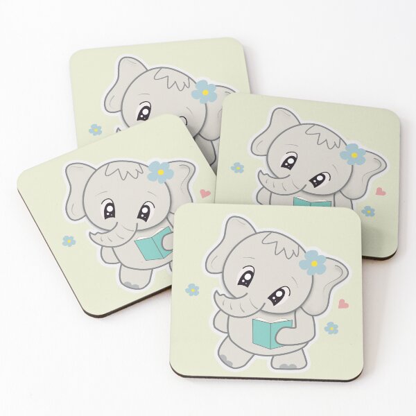 Item preview, Kiana Cute & Adorable Baby Elephant with a Book – Perfect Design for Book Lovers designed and sold by NAMITRA.