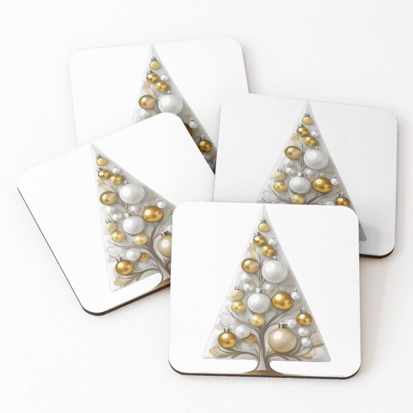 Item preview, Christmas tree with beautiful ornaments, delicate, ephemeral, stylish Christmas tree pattern in 3D technique, silver and gold. designed and sold by My-fake-places.