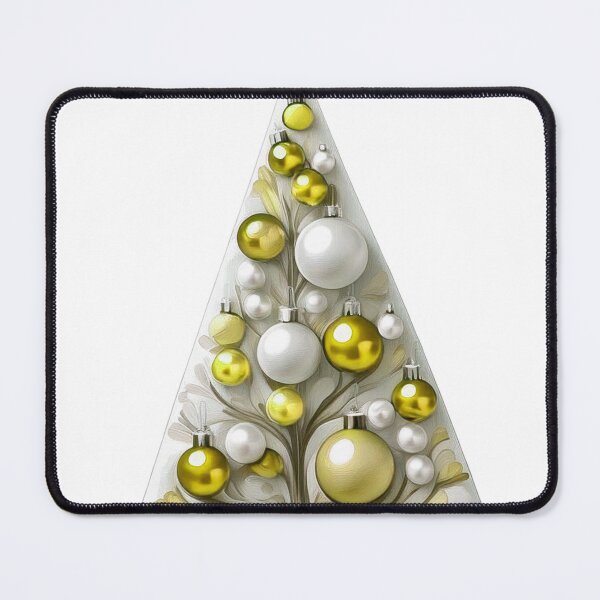 Item preview, Christmas tree with beautiful ornaments, delicate, ephemeral, stylish Christmas tree pattern in 3D technique, silver and yellow. designed and sold by My-fake-places.