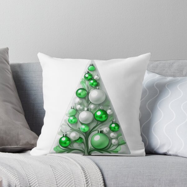 Item preview, Christmas tree with beautiful ornaments, delicate, ephemeral, stylish Christmas tree pattern in 3D technique, silver and light emeralt green. designed and sold by My-fake-places.