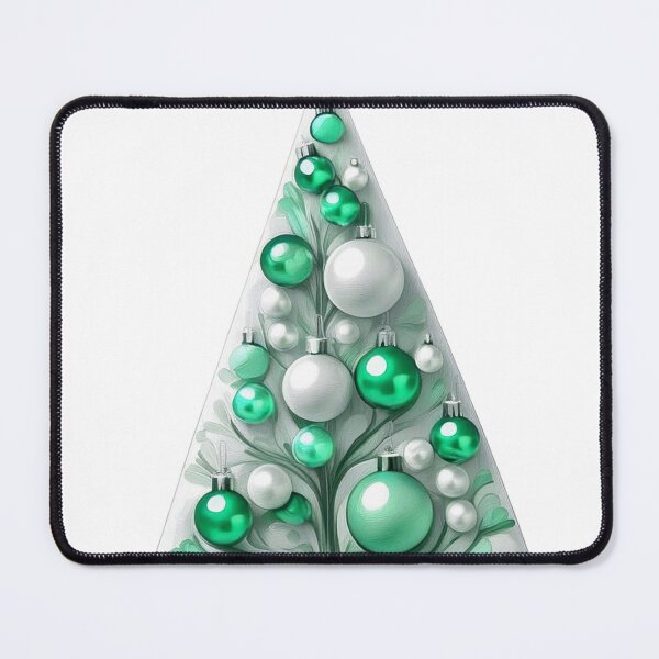 Item preview, Christmas tree with beautiful ornaments, delicate, ephemeral, stylish Christmas tree pattern in 3D technique, silver and light turquoise green. designed and sold by My-fake-places.