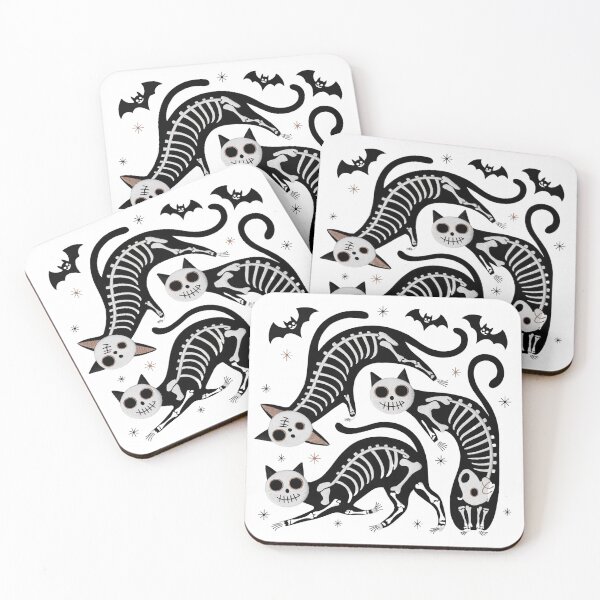 Item preview, Halloween Cat Bones: Playful Skeletons with Bats & Stars Design designed and sold by Rio77 Styles.