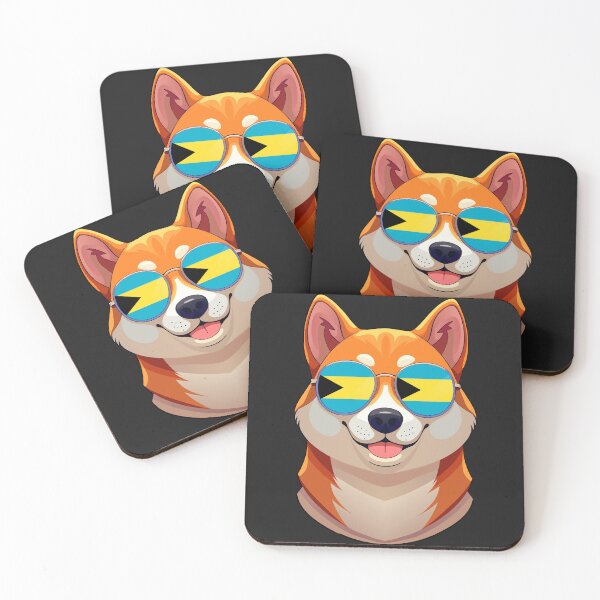 Item preview, Vintage Patriotic Shiba Inu Bahamian Flag designed and sold by DreamBrushy.