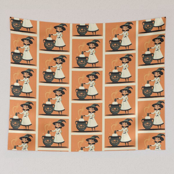 Item preview, Cute witch stirring a cauldron with a smile. designed and sold by MystiS.