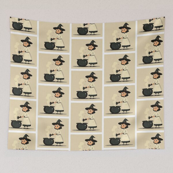 Item preview, Cute witch stirring a cauldron with a smile. designed and sold by MystiS.