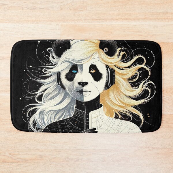 Item preview, The funky space panda in headphones - yin yang designed and sold by yearmoe.