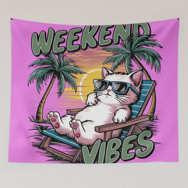 Item preview, weekend vibes cat designed and sold by JMMR.