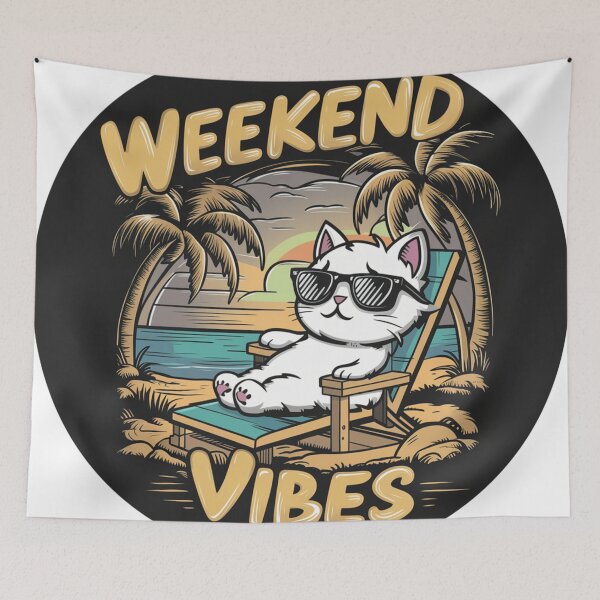 Item preview, Weekend vibes cat designed and sold by JMMR.