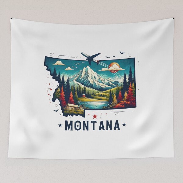 Item preview, Montana retro travel map of United States designed and sold by CleanDecor.